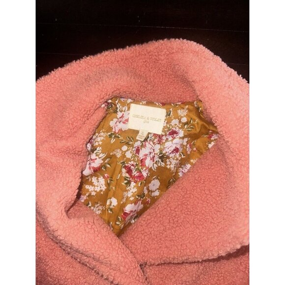 chelsea and violet pink pea coat floral interior Girls Youth Xl - Picture 2 of 3